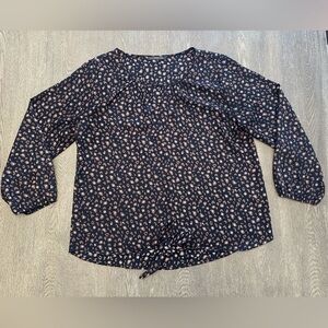 NWOT WEST KEI BLACK AND BROWN LEOPARD PRINT TIE FRONT TOP - Size Medium SKU:512
